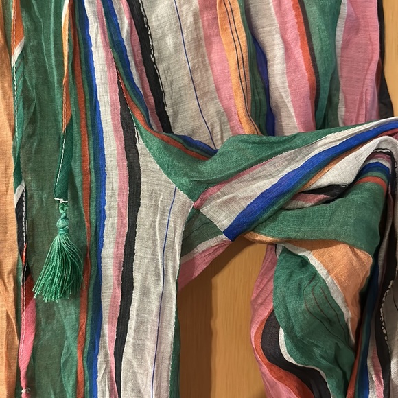 Lulus Striped Sheer Wide Leg Beachy Coastal Pants Pink Green Size Small - Picture 5 of 13